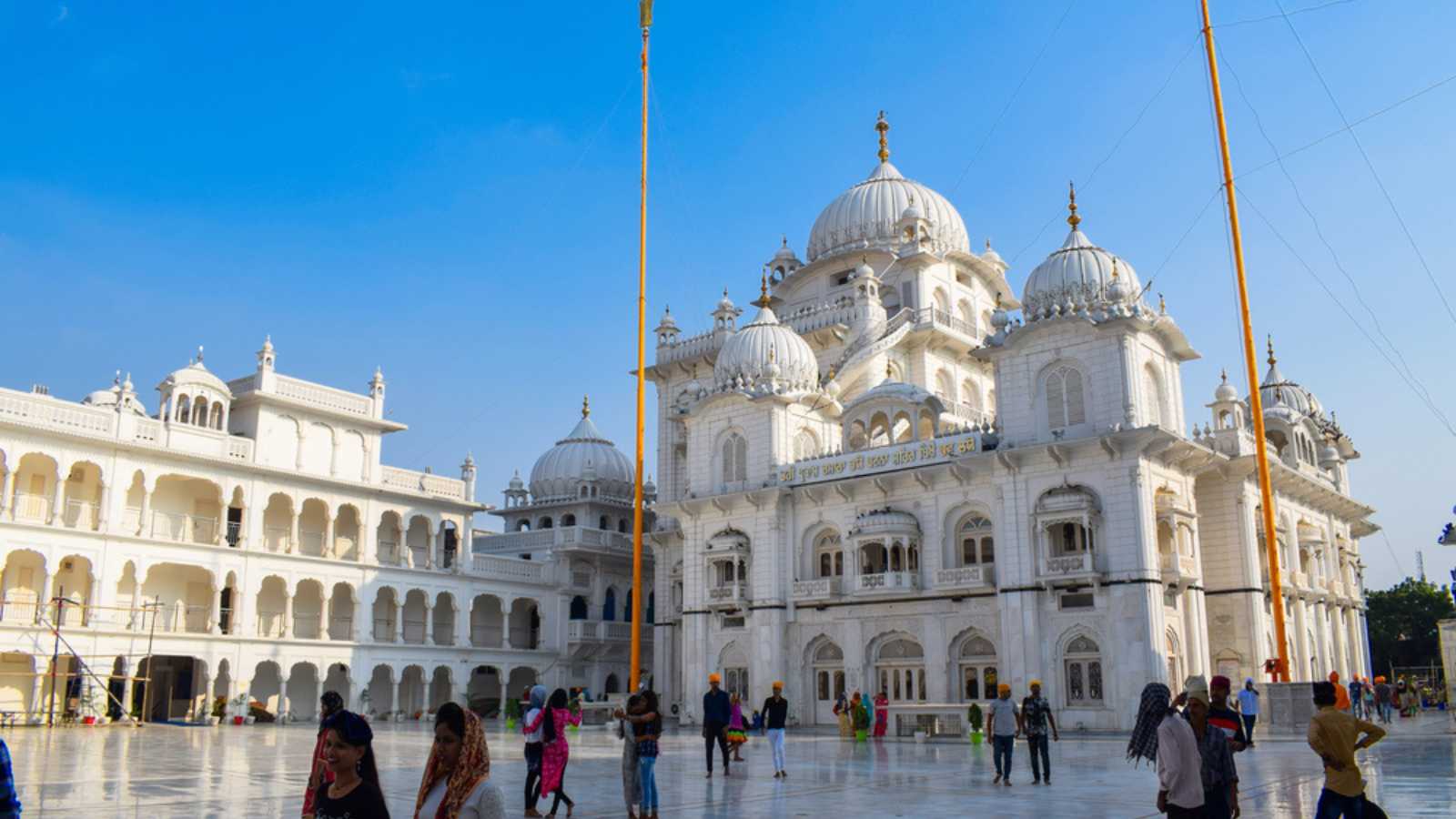 Patna, Bihar, India - September 16 2018: Takhat Sri Harimandir Ji Gurdwara, also known as Patna Sahib, Translation: "Takhat Sri Harimandir Ji" is written in Punjabi