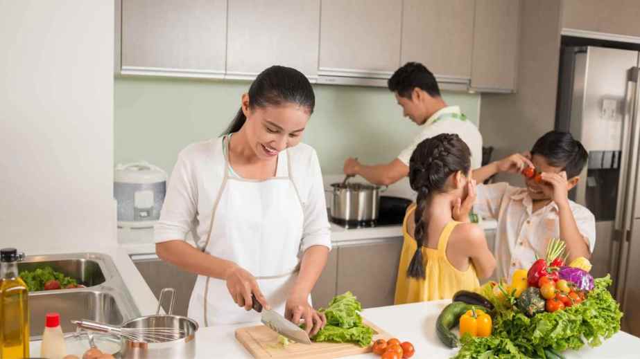 family in the kitchen