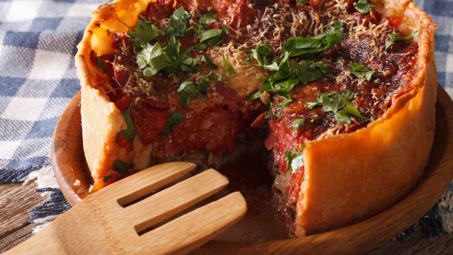 Chicago style deep-dish pizza